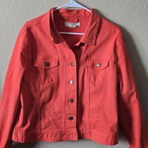 Andrea Jovine Vibrant Coral Jean Jacket